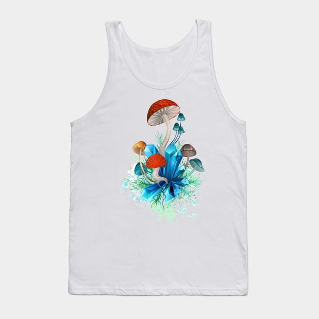 Red Mushroom with Blue Crystals Tank Top by Blackmoon9